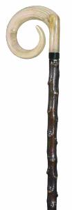 Curly Ramshorn Crook, <br>blackthorn shaft, long