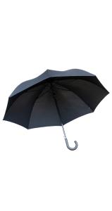 Umbrella, gents, black crook & canopy, blue piping