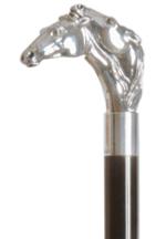 Two Horses Formal Cane, <br>silver plated