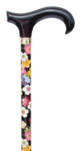 Fabric-wrapped derby, black/multi floral