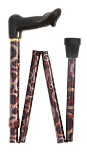 Folding Orthopaedic Cane, brown abstract, left 