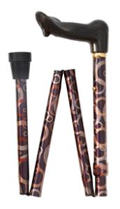 Folding Orthopaedic Cane, brown abstract, right 