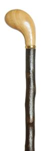 Pistol Grip Cane, hardwood handle on rustic shaft